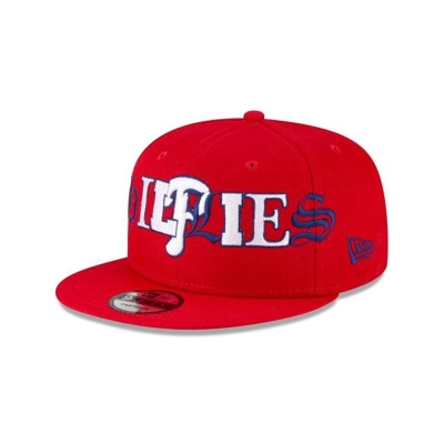 Red Philadelphia Phillies Hat - New Era MLB Mixed Font 9FIFTY Snapback Caps USA9205617